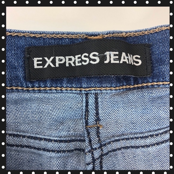 Express Denim Frayed Hem Cutoff Mini Skirt - Picture 3 of 8